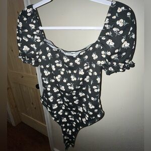SHEIN Black Floral Bodysuit
